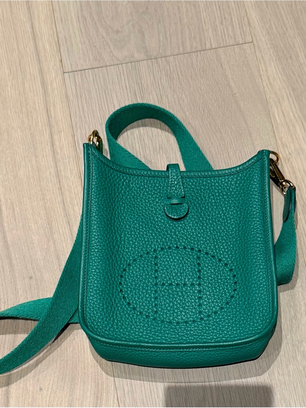 Hermes Vert Vertigo Perforated H Evelyne Crossbody Bag